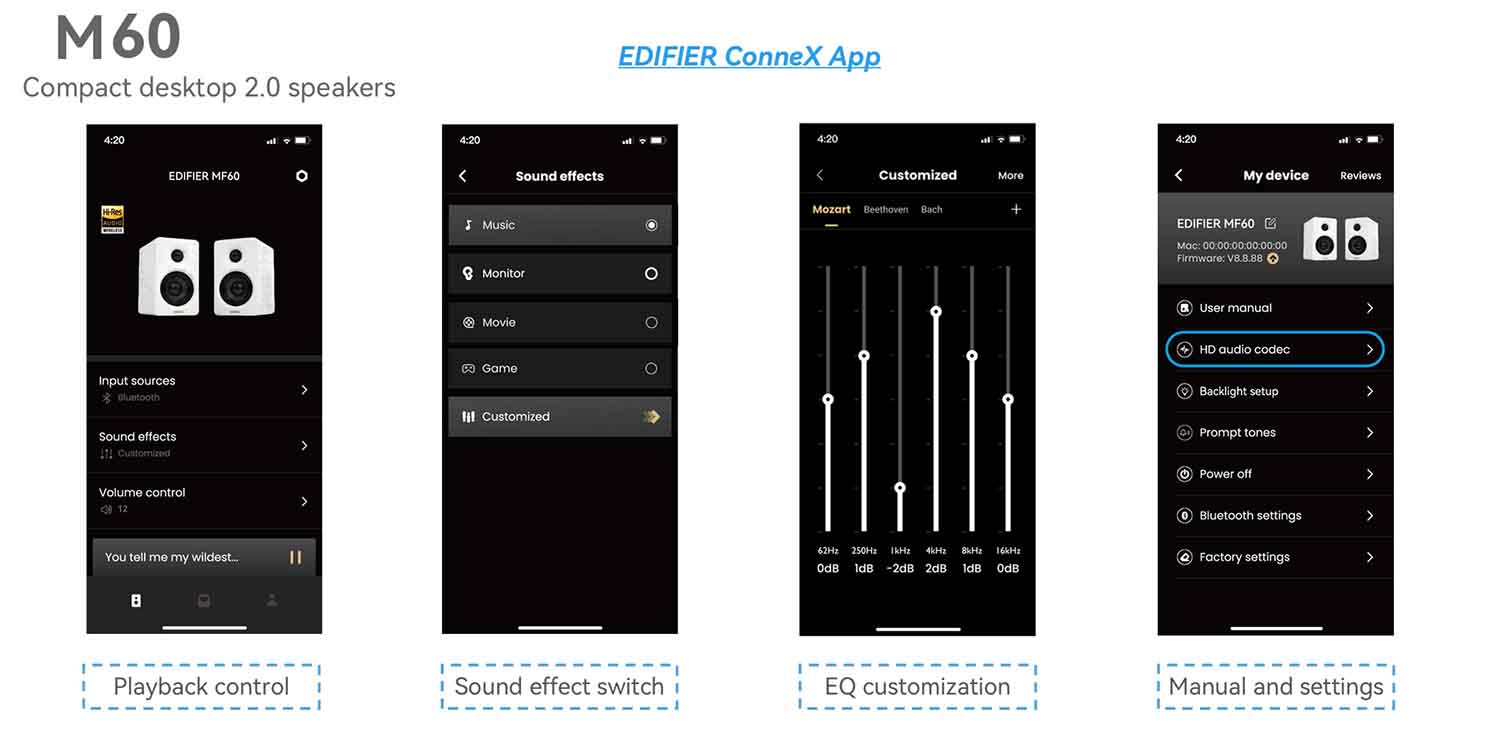 EDIFIER M60 tương thích với ứng dụng EDIFIER ConneX