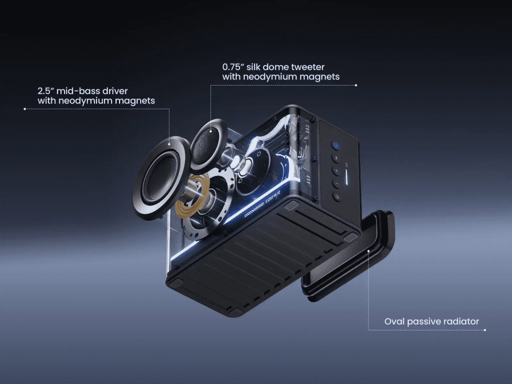 Loa Bluetooth Edifier QD25 – Âm Thanh Hi-Res, Công Suất 25W, Đèn LED Đẹp Mắt, Pin 15h 27 Hi-Res Audio và hiệu suất âm thanh (Dynamic Sound Performance)